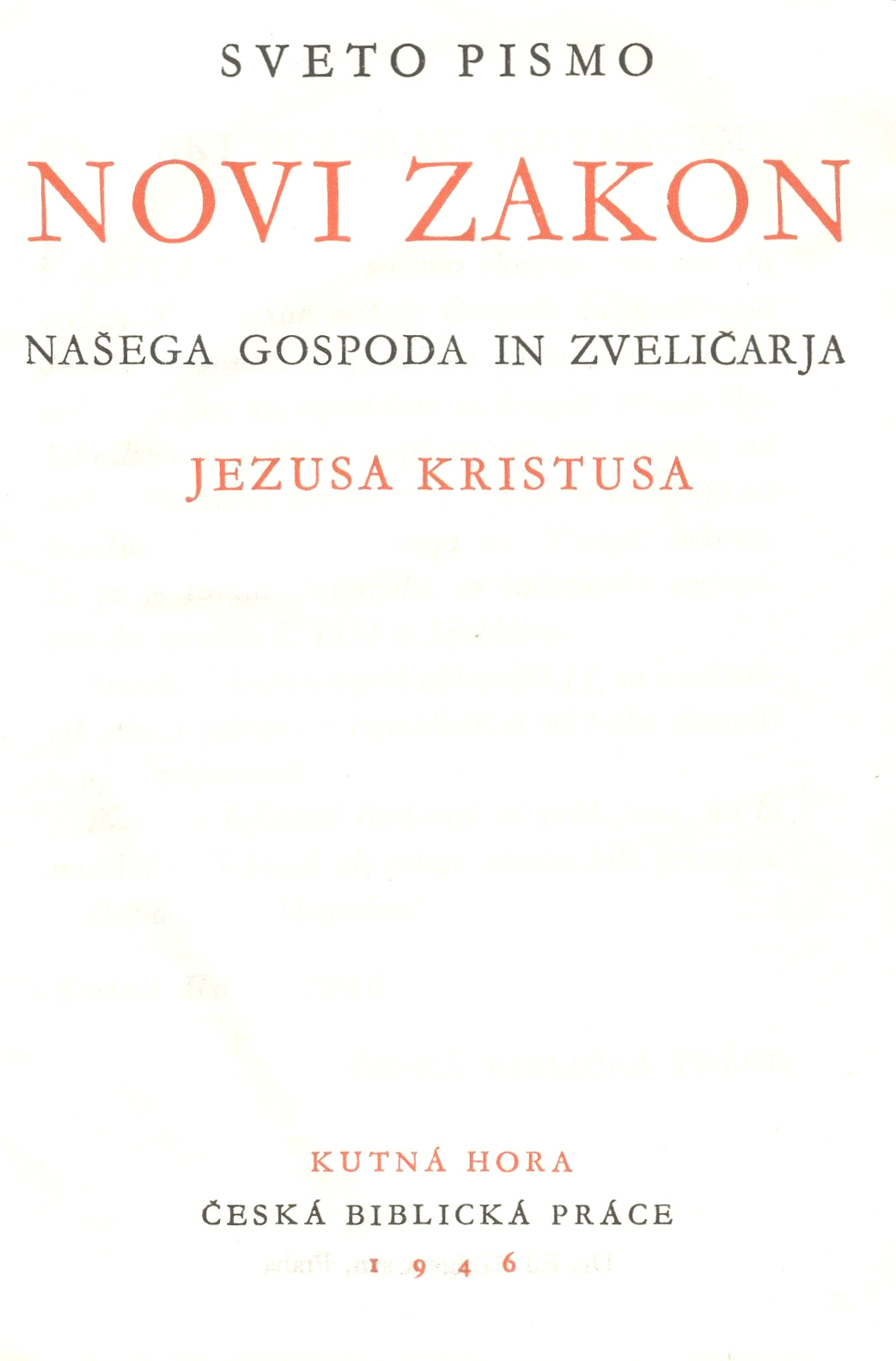 Popravljen in predelan Chráskov Novi zakon, 1946